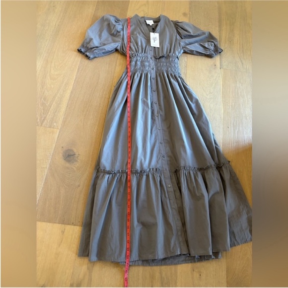 Anthropologie We Are Sundays Hanson Dress Shadow Grey ruffle smocked maxi dress - Picture 10 of 10